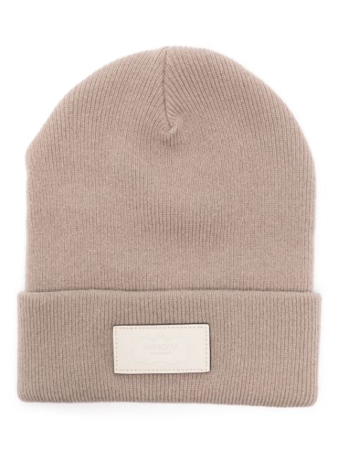 Agnona logo-patch beanie hat