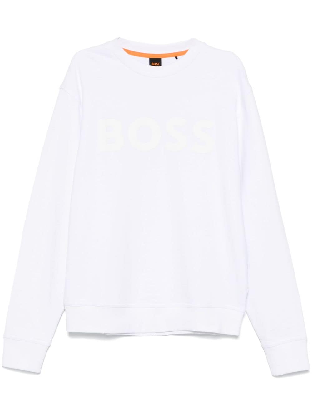 Shop Hugo Boss Rubberised-logo Sweatshirt In White