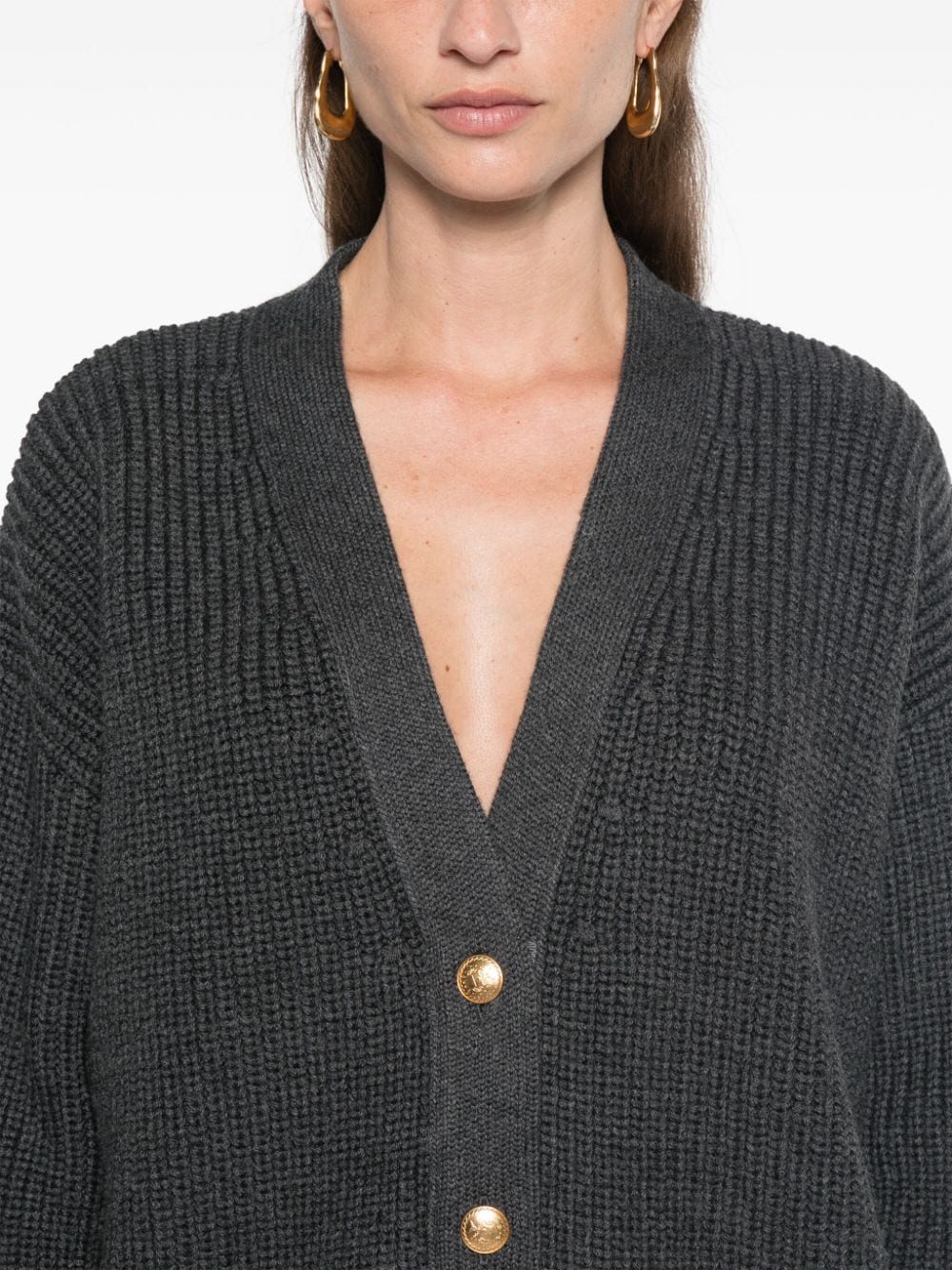 Shop Bally Embossed-buttons Cardigan In Grey