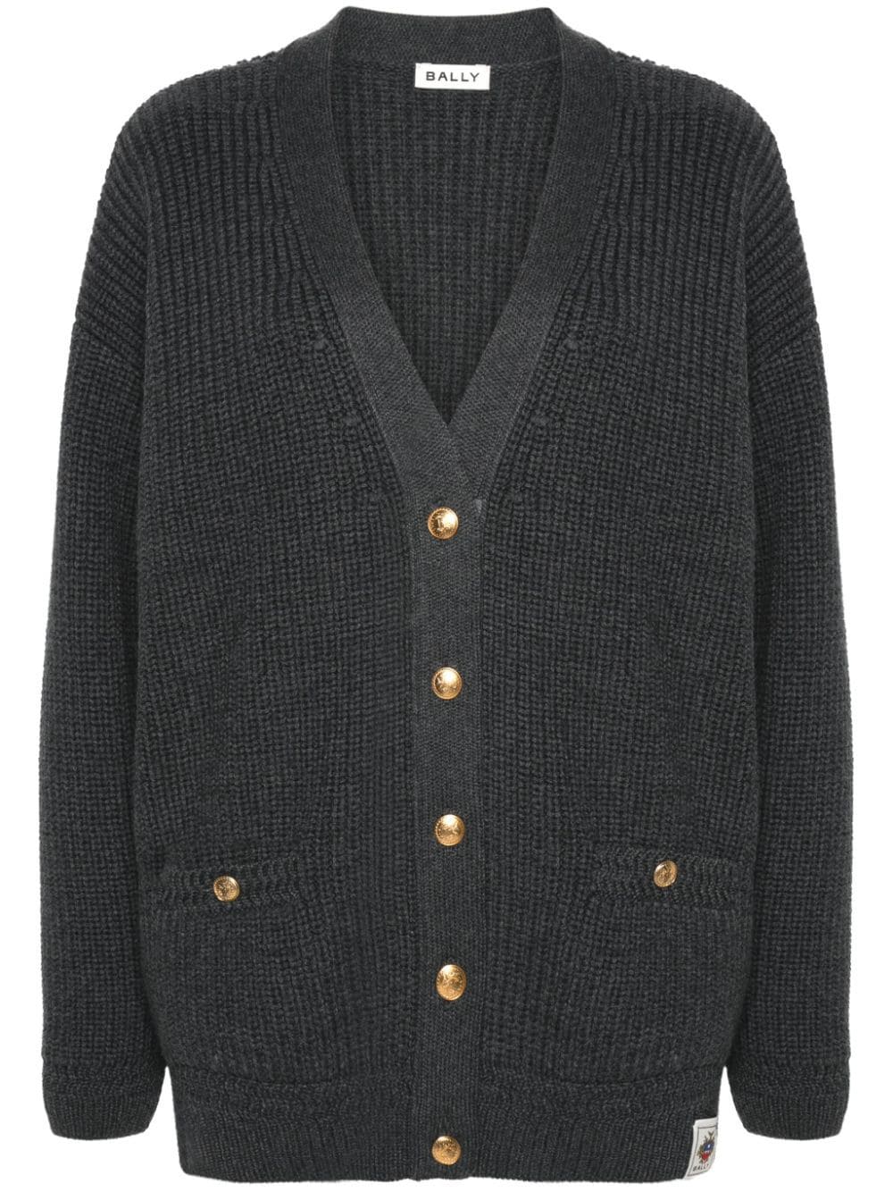 Shop Bally Embossed-buttons Cardigan In Grey