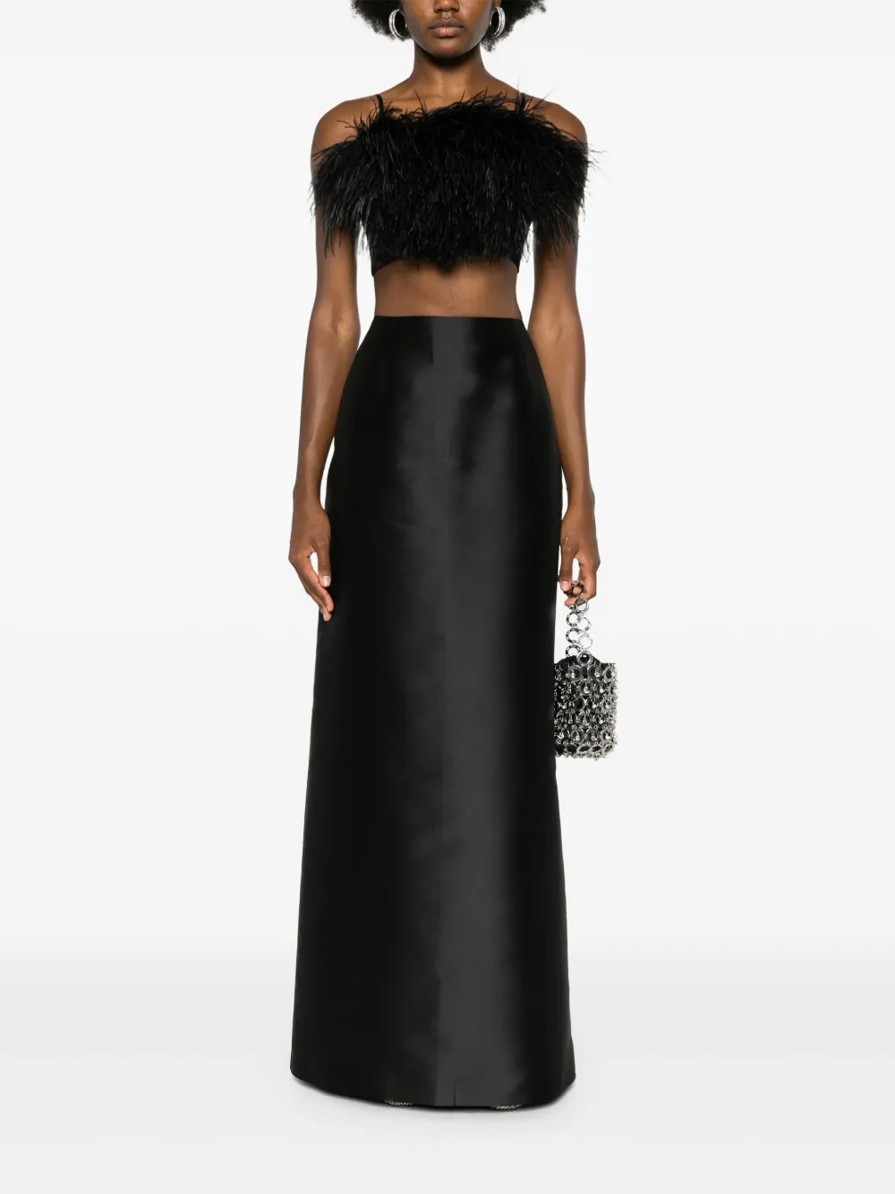 Alberta Ferretti satin maxi skirt - Zwart