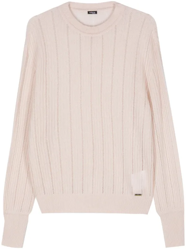 Kiton Pointelle-trim Sweater in Neutrals
