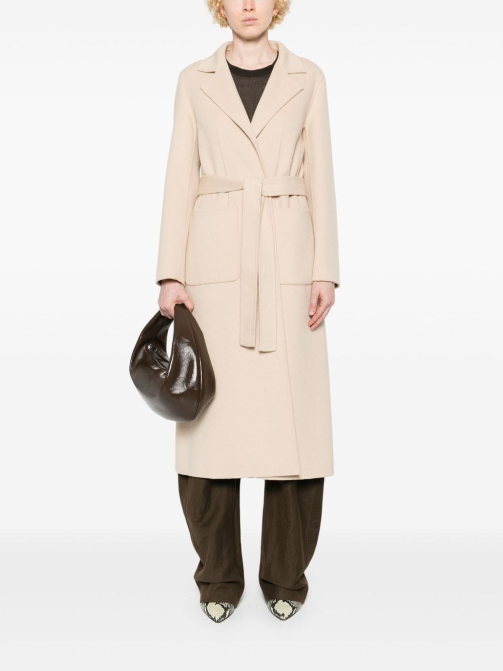 Shop Ermanno Firenze Logo-patch Coat In Neutrals