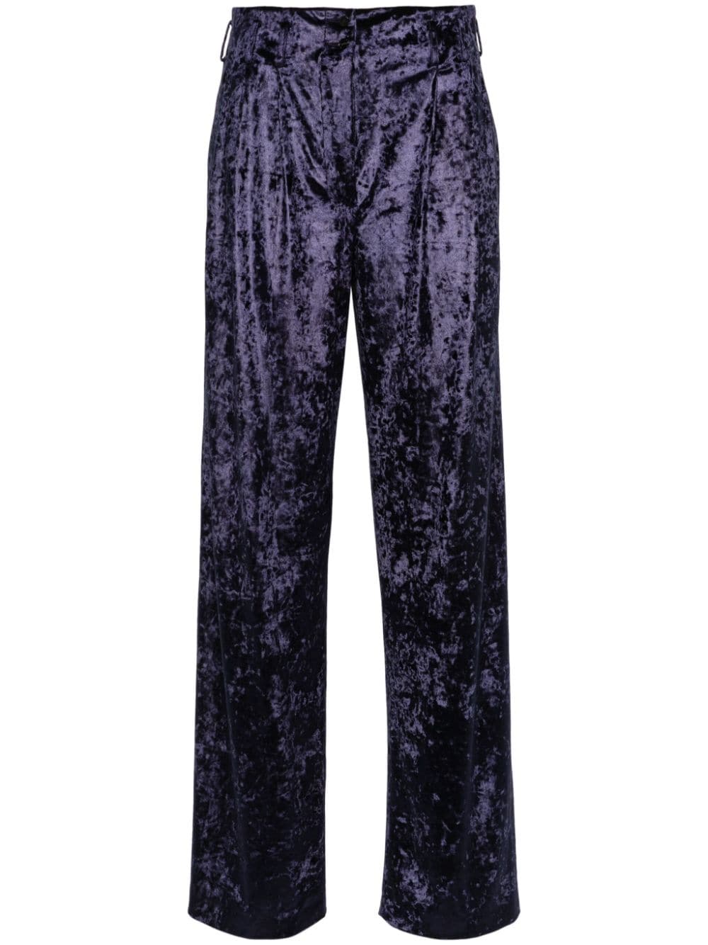 Shop Genny Velour Straight-leg Trousers In Blue