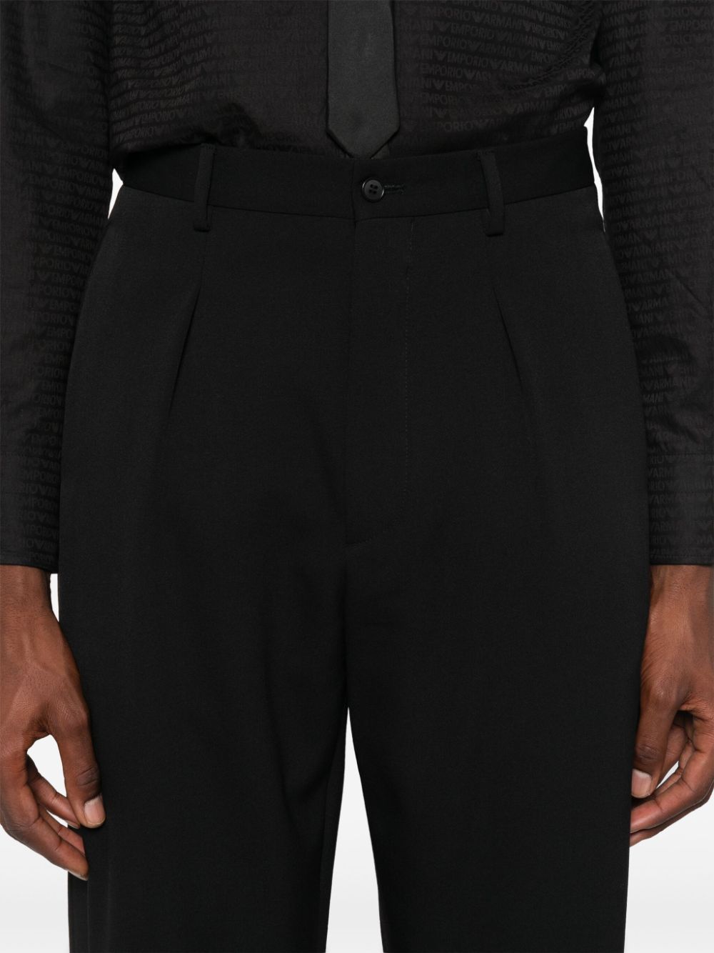 Shop Giorgio Armani Pleated Trousers In Black