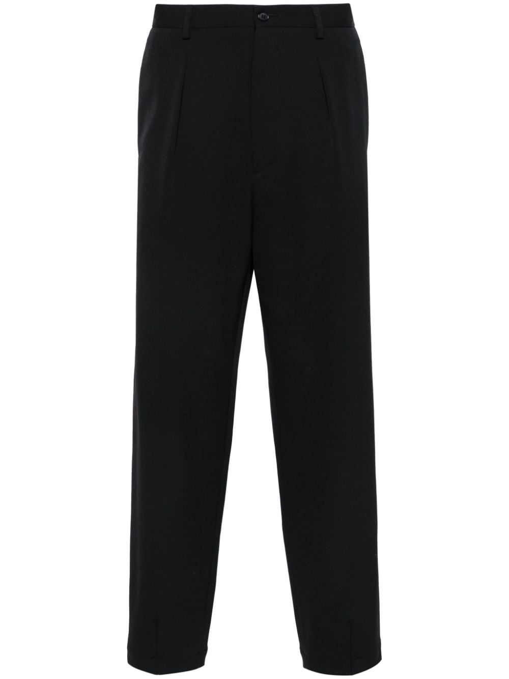 Shop Giorgio Armani Pleated Trousers In Black