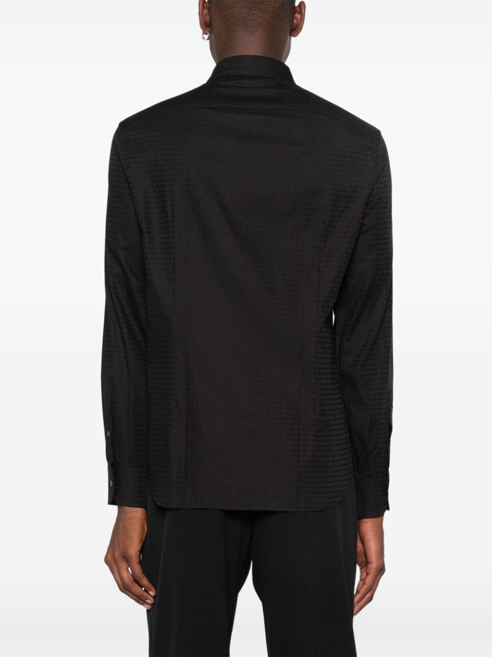 Shop Emporio Armani Logo-jacquard Shirt In Black