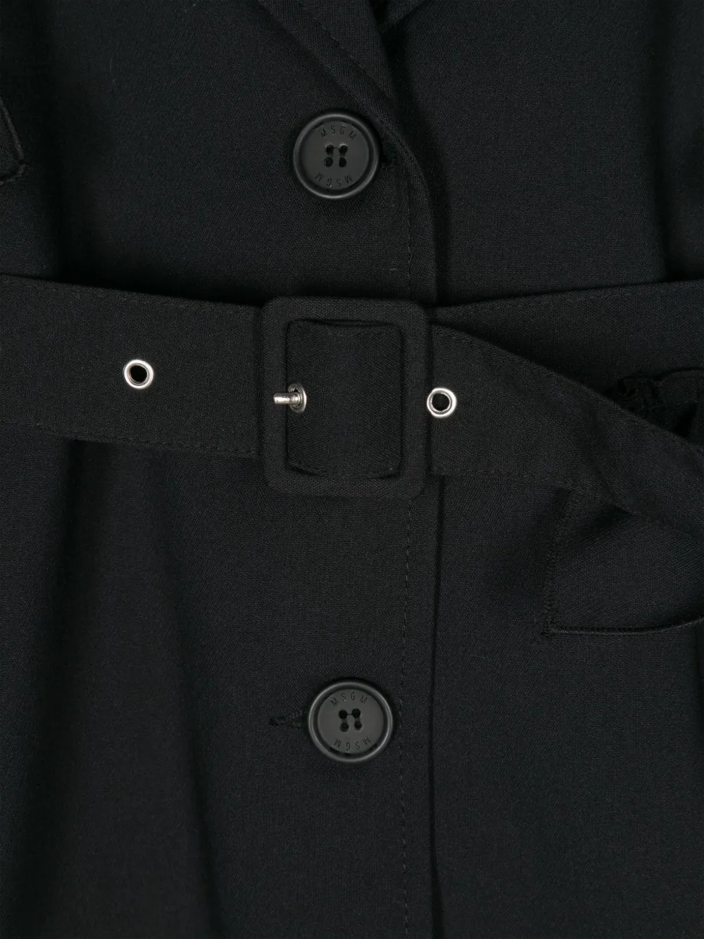 Shop Msgm Ruffle-detail Coat In Black