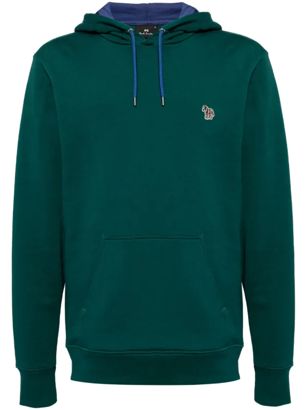 PS Paul Smith Zebra Logo Organic Cotton Hoodie | Green | FARFETCH SG