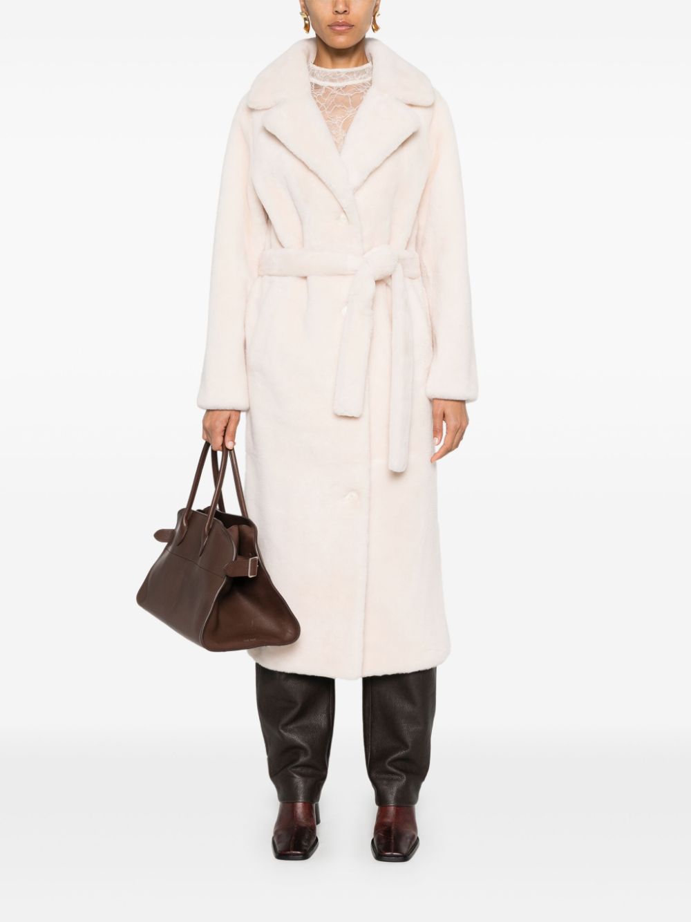 Shop Yves Salomon Single-breasted Coat In White