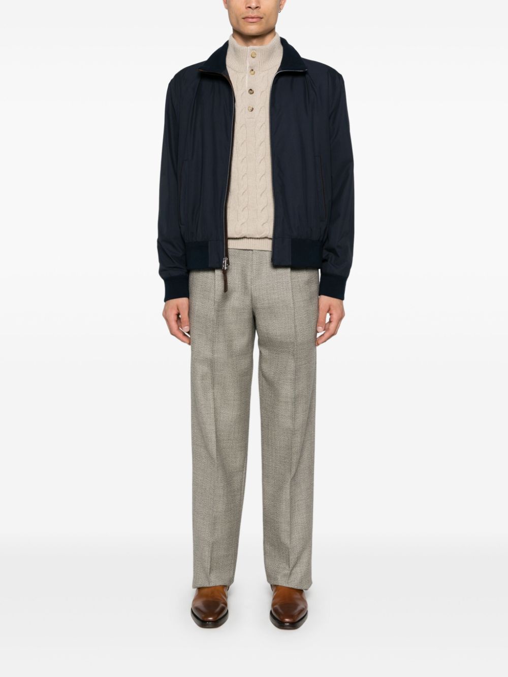 Shop Ralph Lauren Mulberry-silk Bomber Jacket In Blau