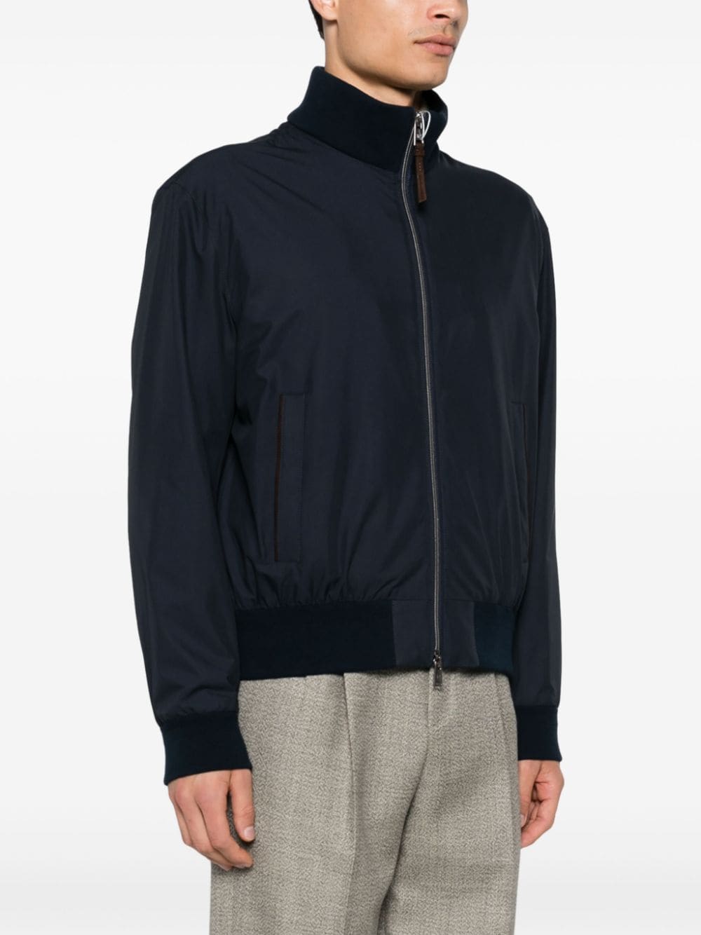 Shop Ralph Lauren Mulberry-silk Bomber Jacket In Blau