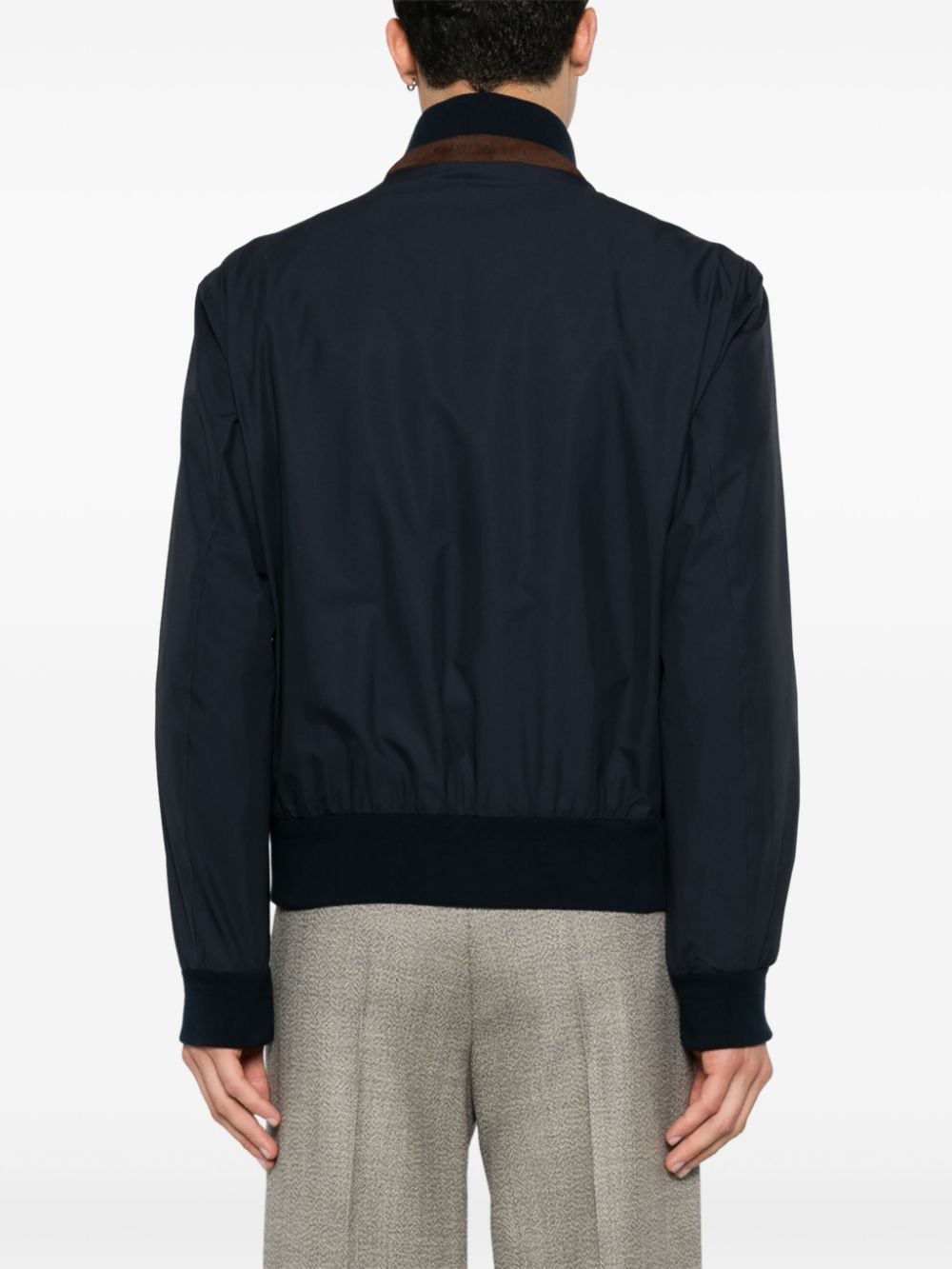 Shop Ralph Lauren Mulberry-silk Bomber Jacket In Blau