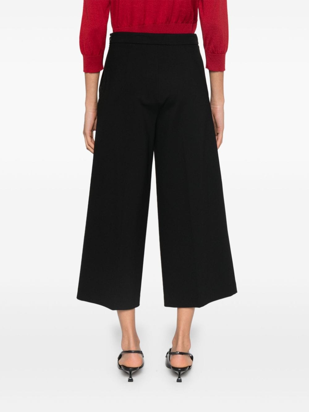 Shop Twinset Logo-plaque Cropped Trousers In Black