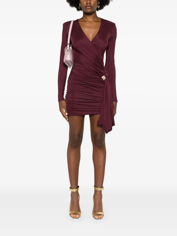 Elisabetta Franchi jewel-detail Draped Mini Dress | Red