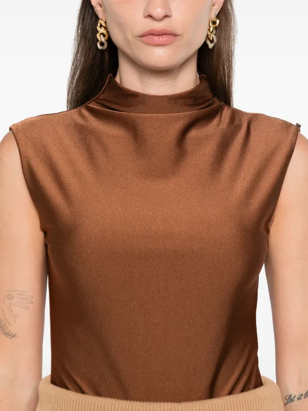 【関税込み】Maximilian Davis ボディスーツ Sportmax モックネック ボディスーツ | ブラウン | FARFETCH JP