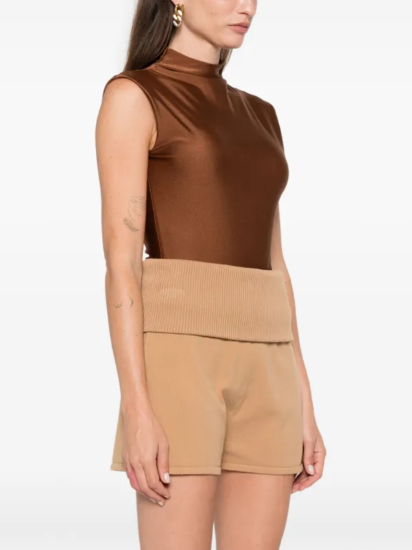 【関税込み】Maximilian Davis ボディスーツ Sportmax モックネック ボディスーツ | ブラウン | FARFETCH JP