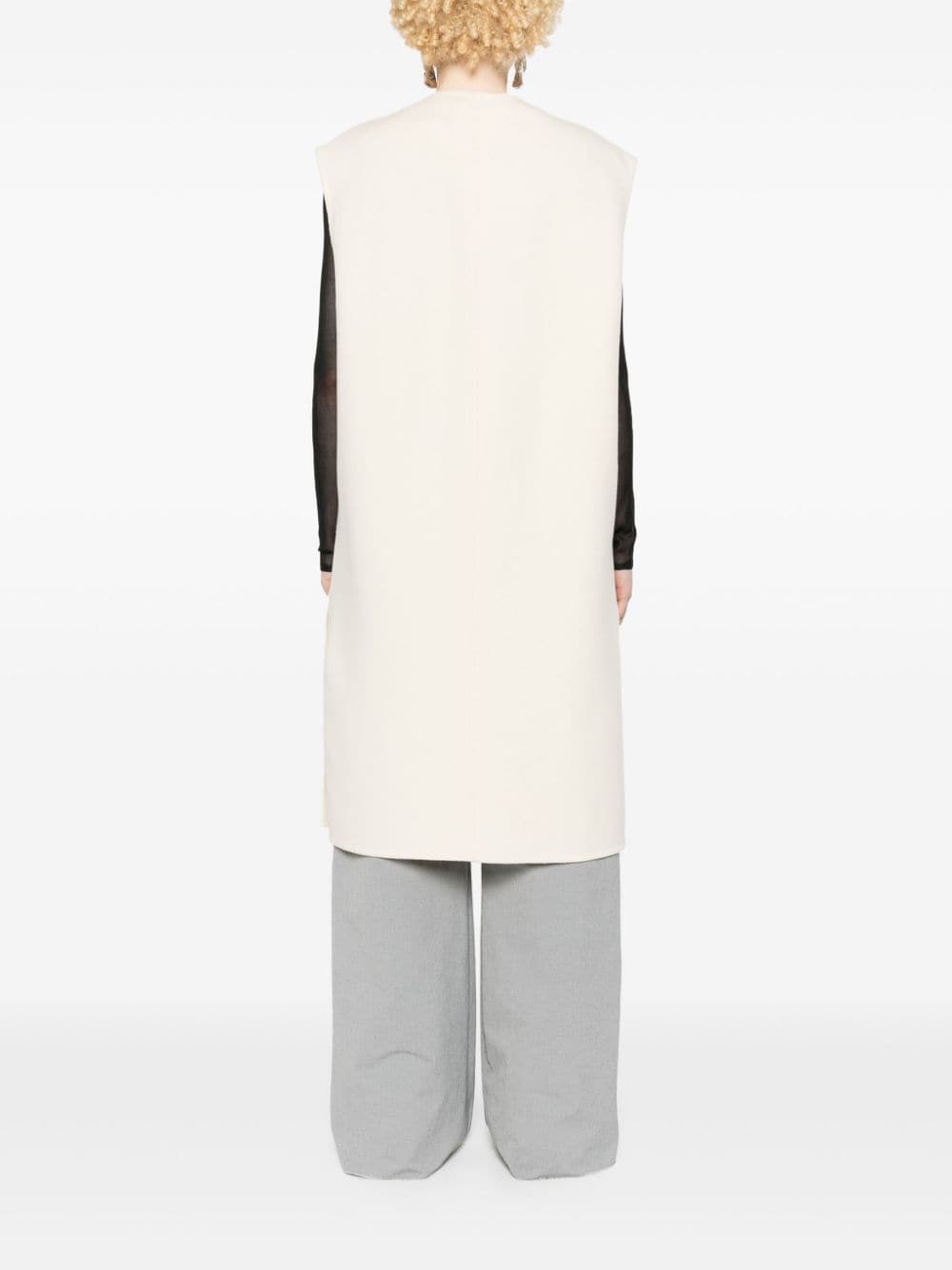 Shop Marni Logo-embroidered Sleeveless Coat In Neutrals