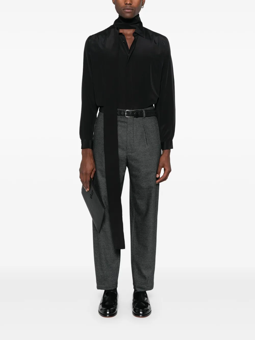 Giorgio Armani Broek met geplooid detail - Grijs