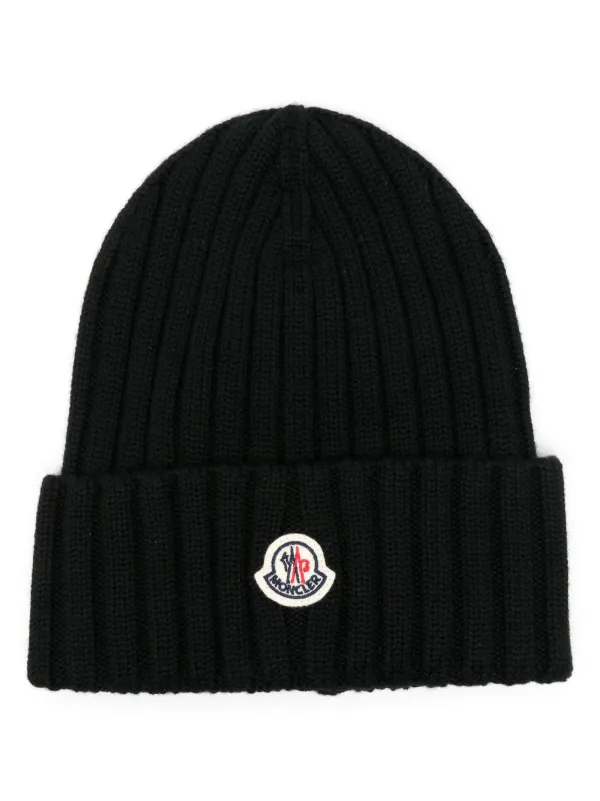 【MONCLER】 BERRETTO サンバイザー ロゴ入り Moncler BERRETTO TRICOT Wool Beanie Ribbed NAVY BLUE SMALL Men's