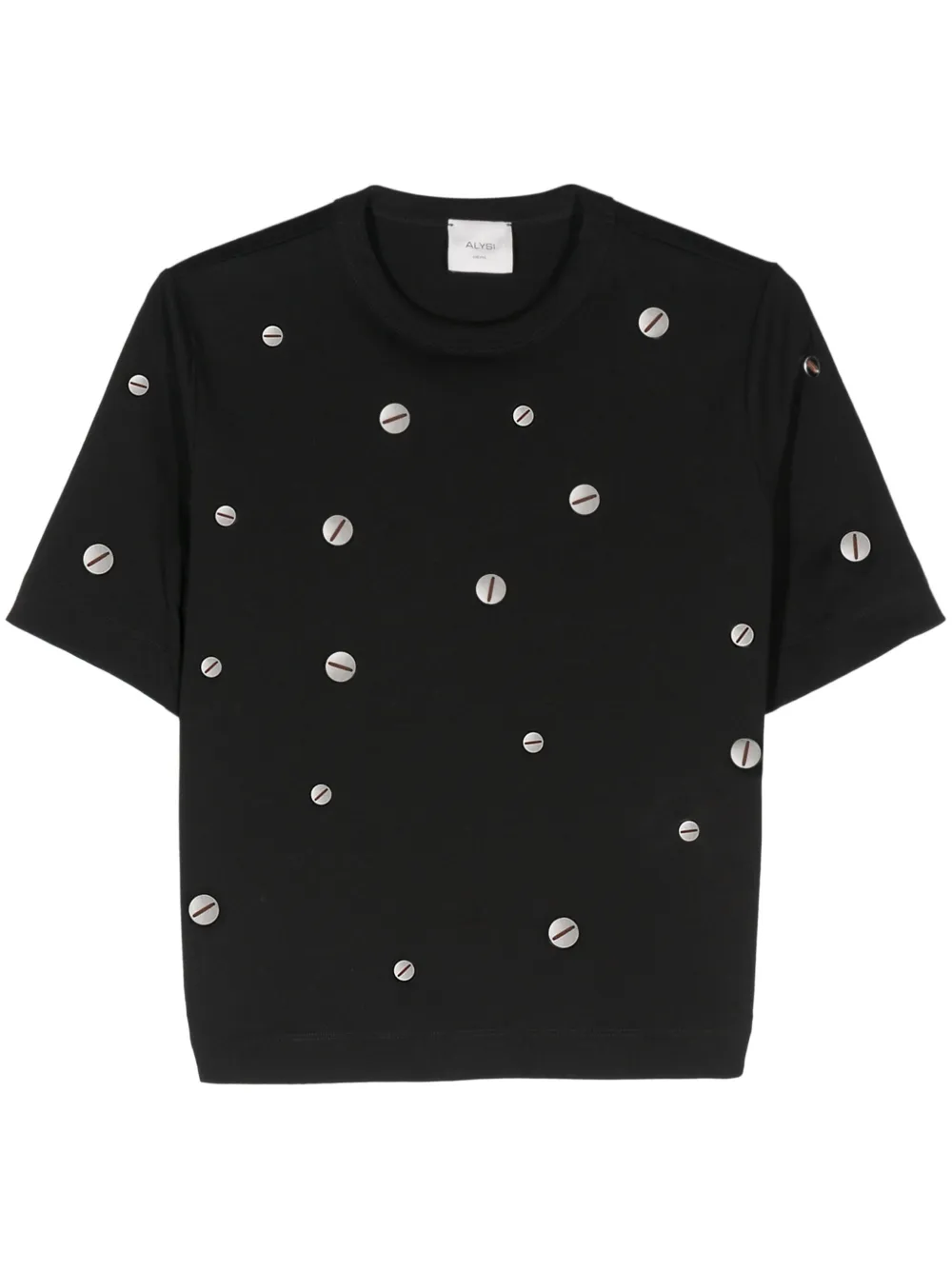 Alysi embellished cotton T-shirt – Black