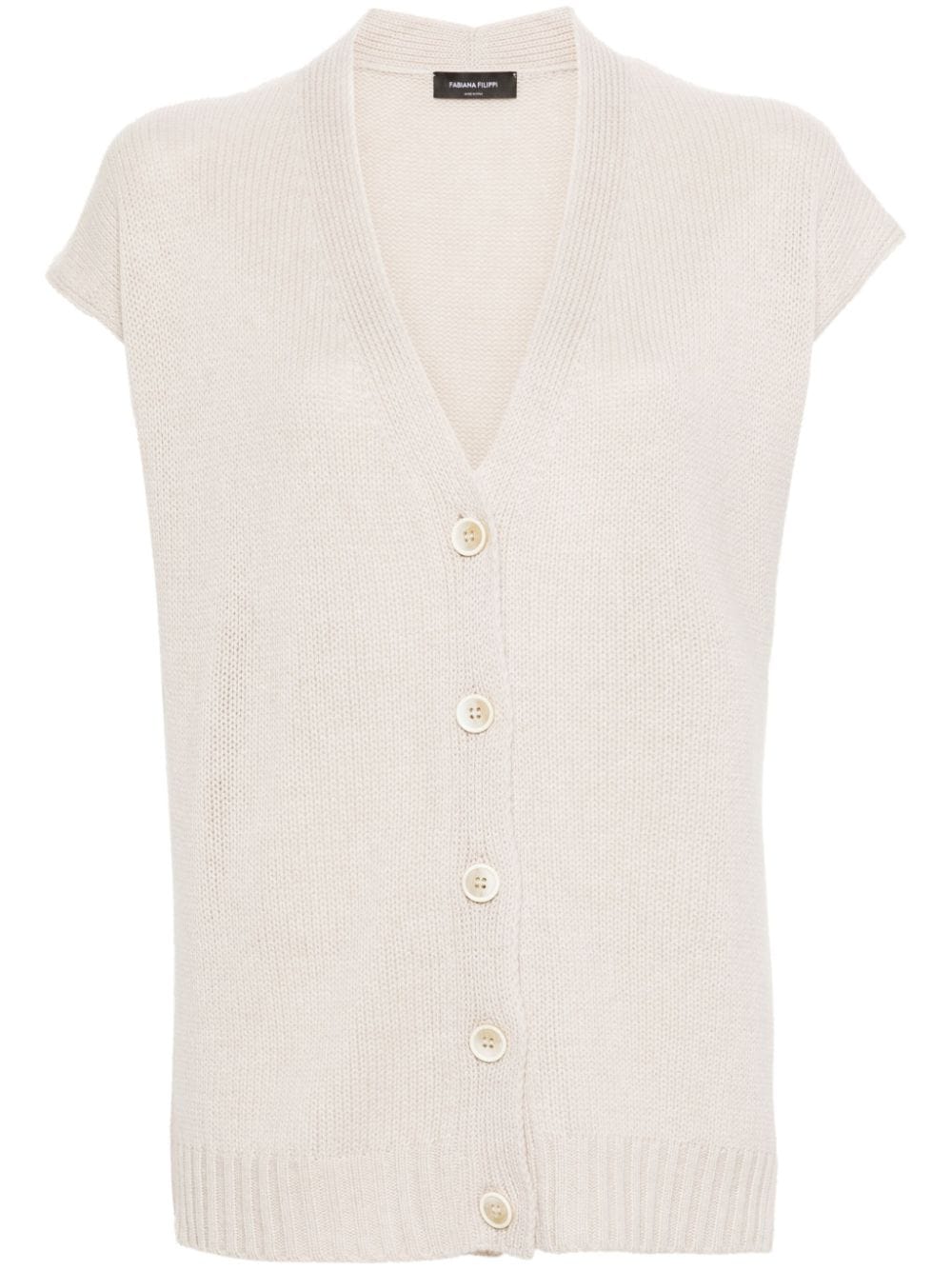 Shop Fabiana Filippi Sleeveless Cashmere Cardigan In Neutrals