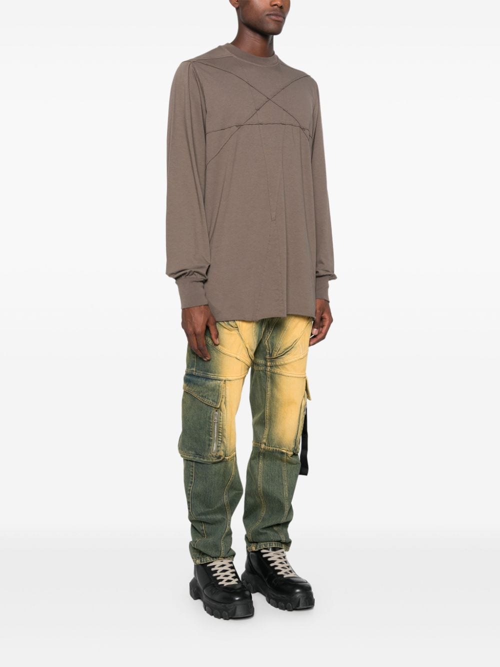 Shop Rick Owens Drkshdw Jumbo Ls T-shirt In Brown