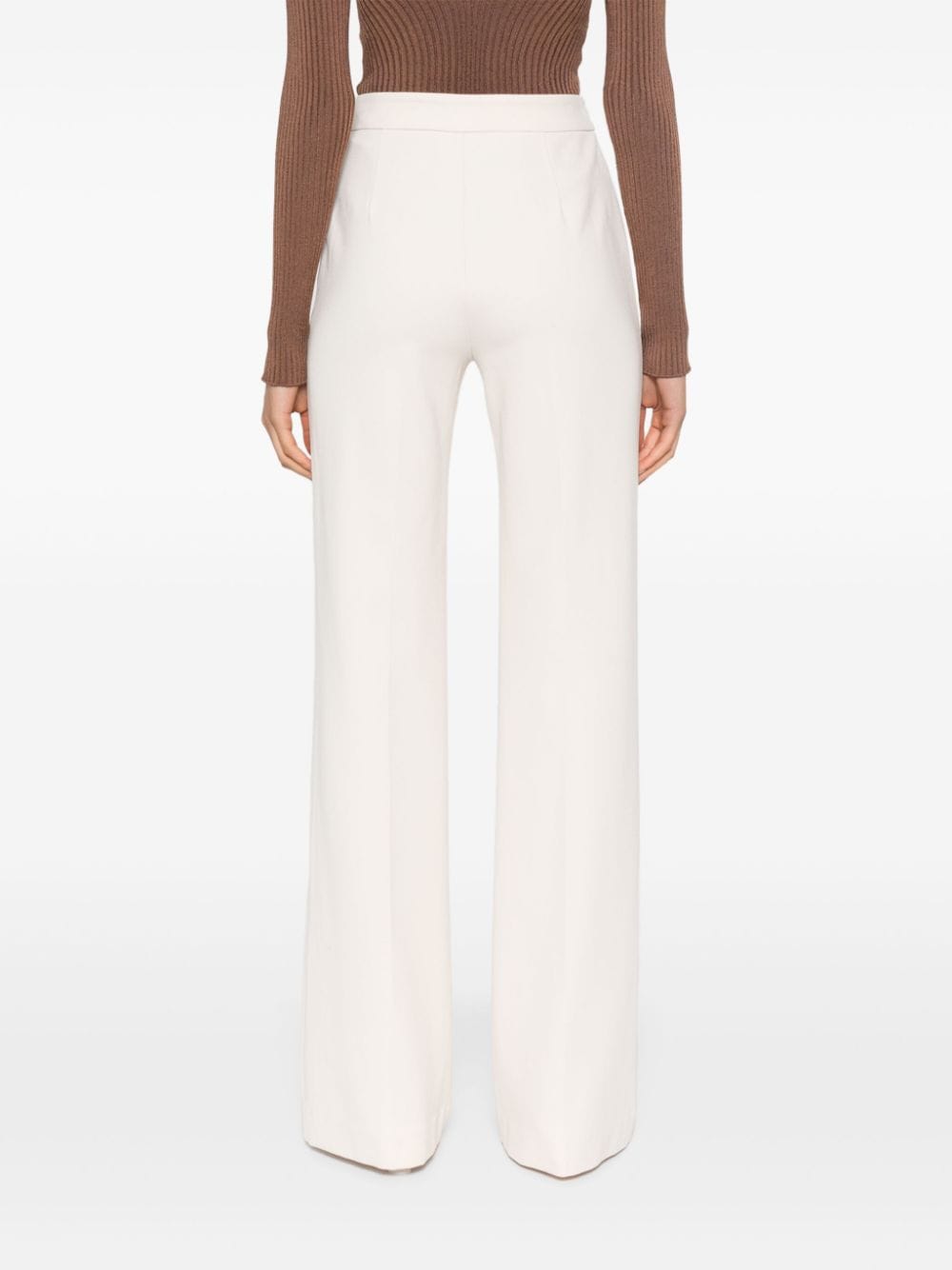 Shop Twinset Logo-plaque Straight-leg Trousers In Neutrals