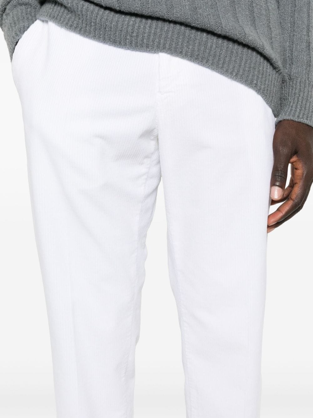 Shop Pt Torino Corduroy Tapered Trousers In White