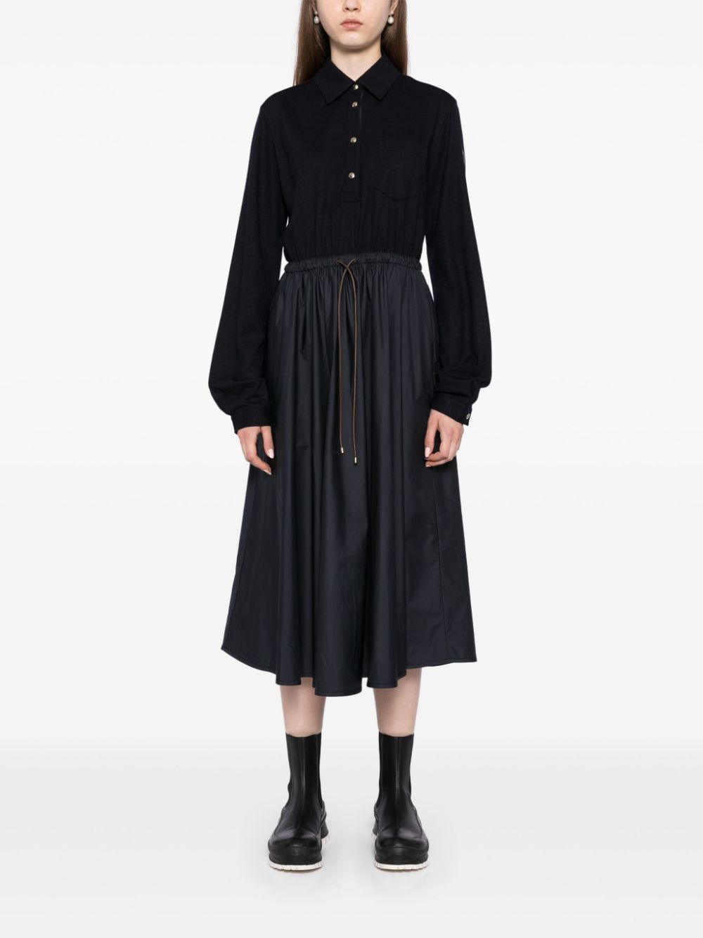 Shop Moncler Belted Polo Dress In 蓝色