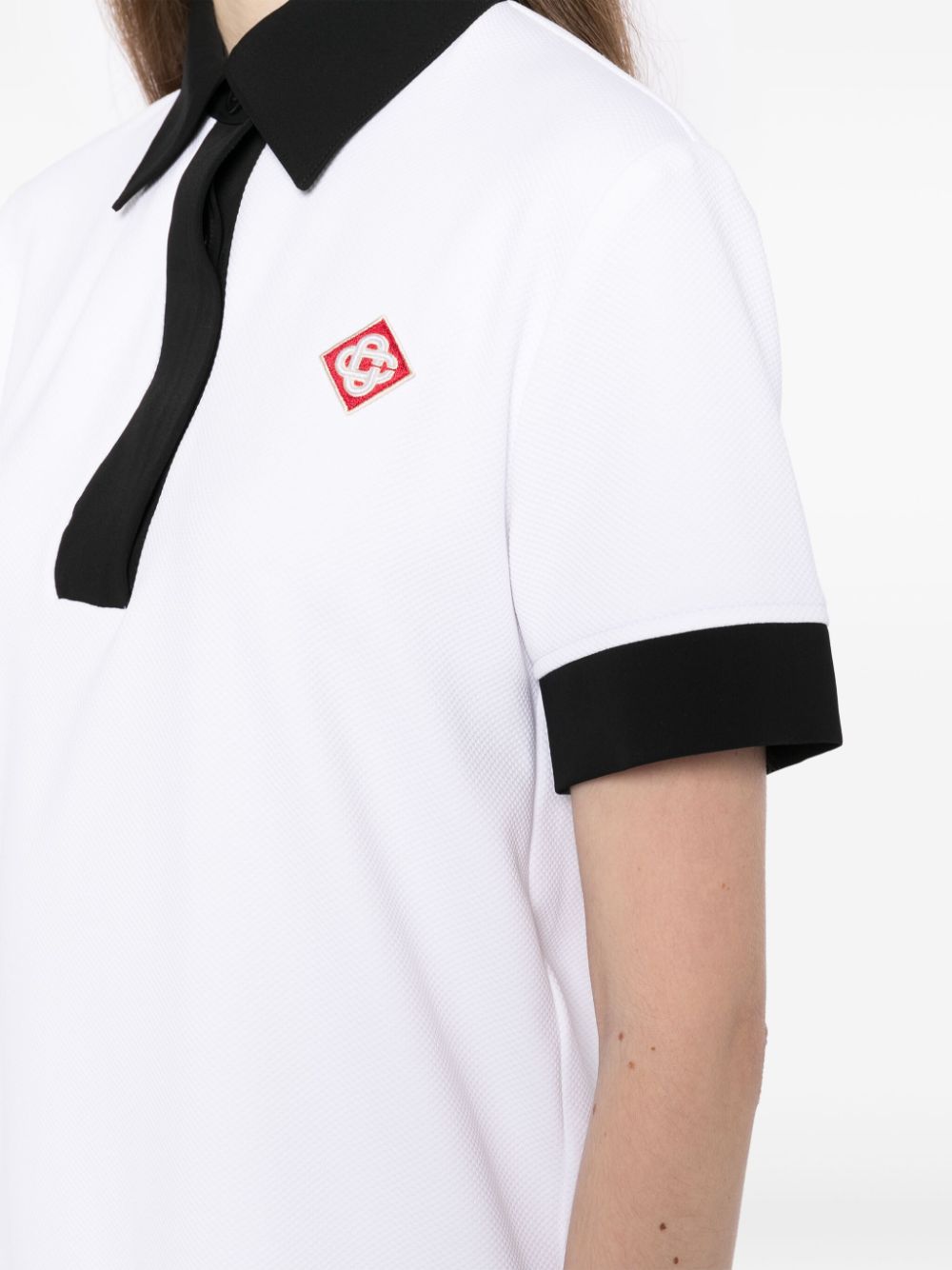 Shop Casablanca Pique Polo Shirt In White