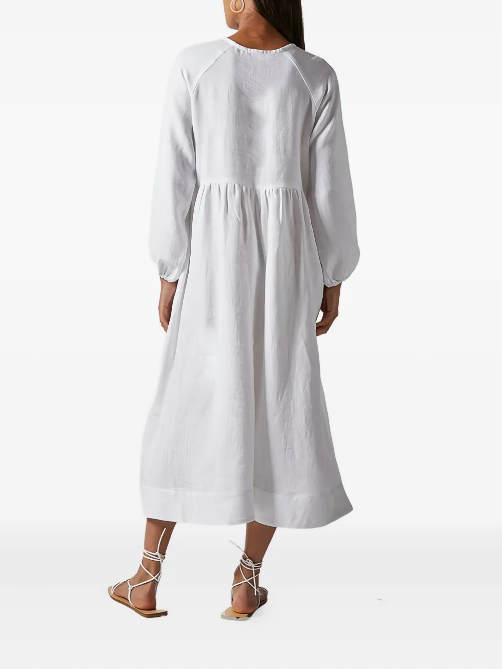 Casa raki bow-neck cotton midi dress - Wit
