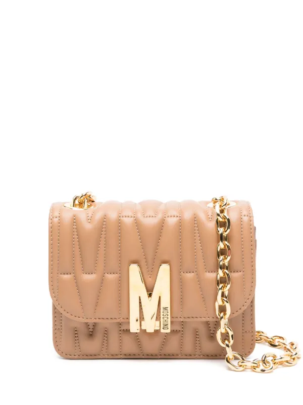 Moschino Petit Sac Porte Epaule a Design Matelasse Marron FARFETCH CM