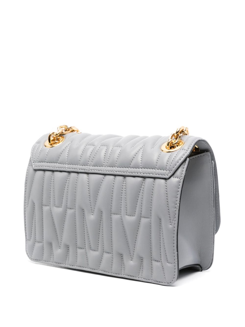 Shop Moschino Monogram-embossed Shoulder Bag In Grey