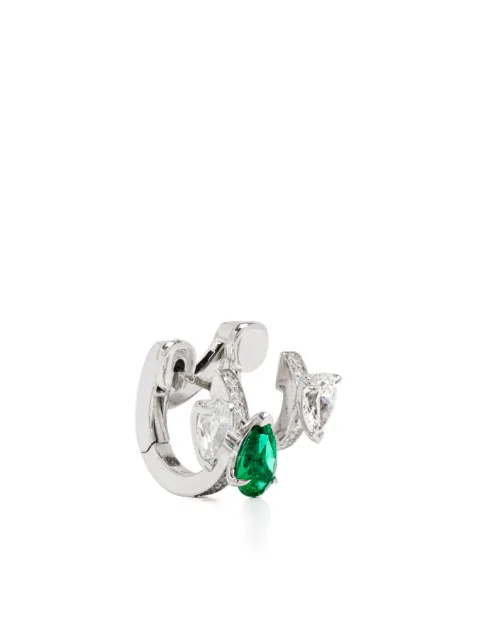 Repossi Serti Sur Vide Ear Cuff aus 18kt Weißgold mit Diamant und Smaragd