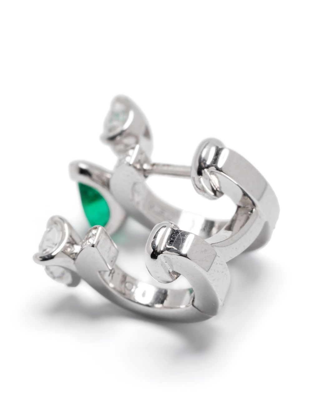 Shop Repossi 18kt White Gold Serti Sur Vide Diamond And Emerald Ear Cuff In Silber