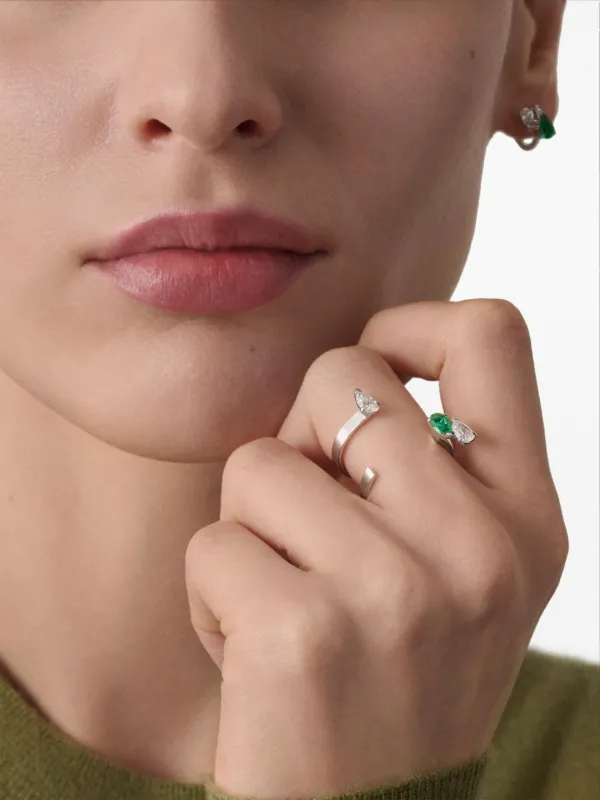 Repossi Serti Sur Vide ダイヤモンド リング 18Kホワイトゴールド