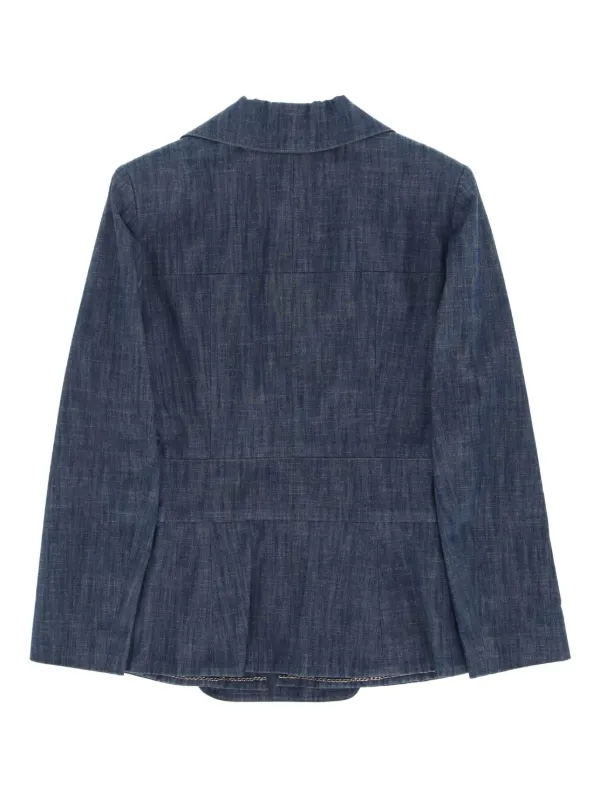 CHANEL ダークブルー デニムジャケット CHANEL Pre-Owned 2009 Denim Jacket | Blue | FARFETCH BN