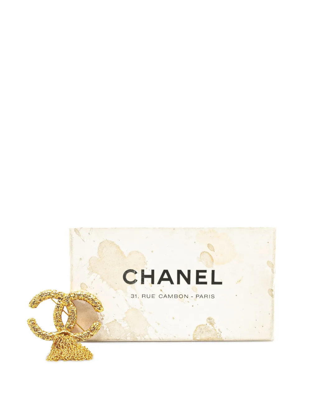 Pre-owned Chanel 1993 Gold Plated Cc Fringe Costume Brooch