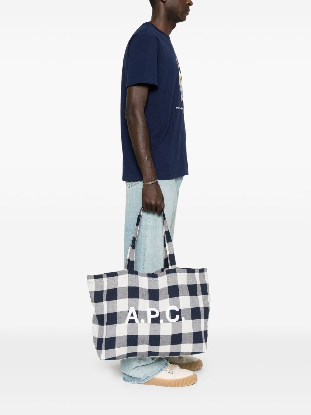 A.P.C. Shopper met logoprint - Blauw