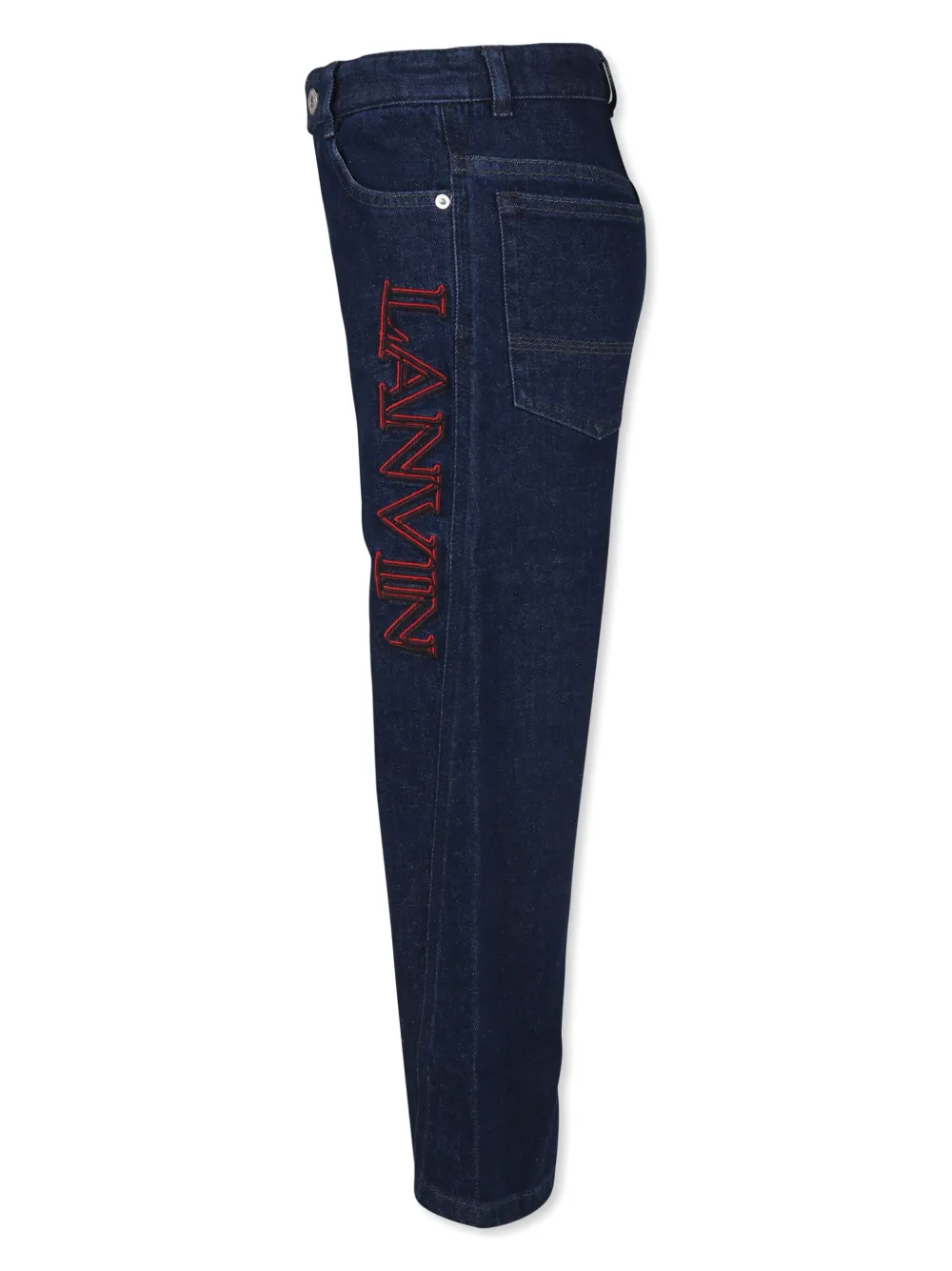 Lanvin Enfant Jeans met geborduurd logo Blauw
