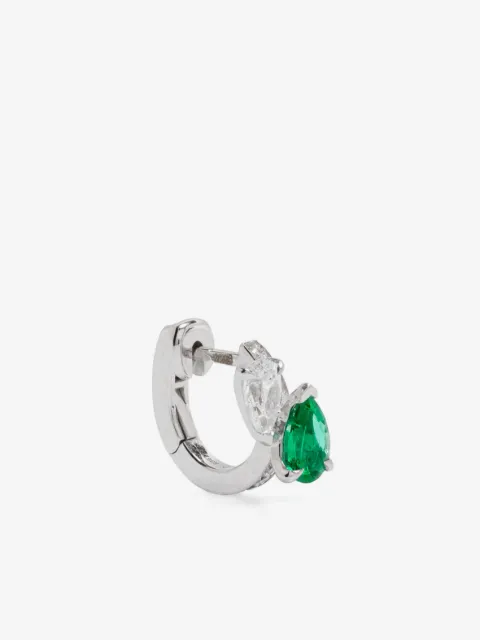 Repossi 18kt white gold Serti sur Vide diamond and emerald single earring