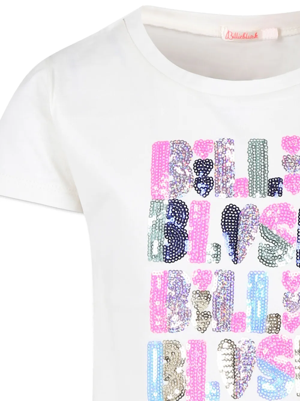 Shop Billieblush Sequin-embellished Logo T-shirt In White