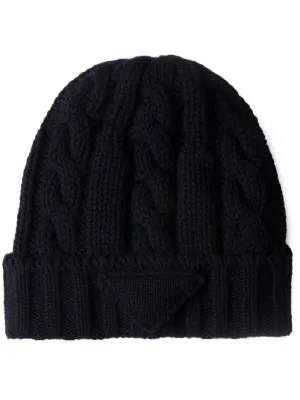 PRADA Knit Racing Logo Beanie Black 1101820 | FASHIONPHILE