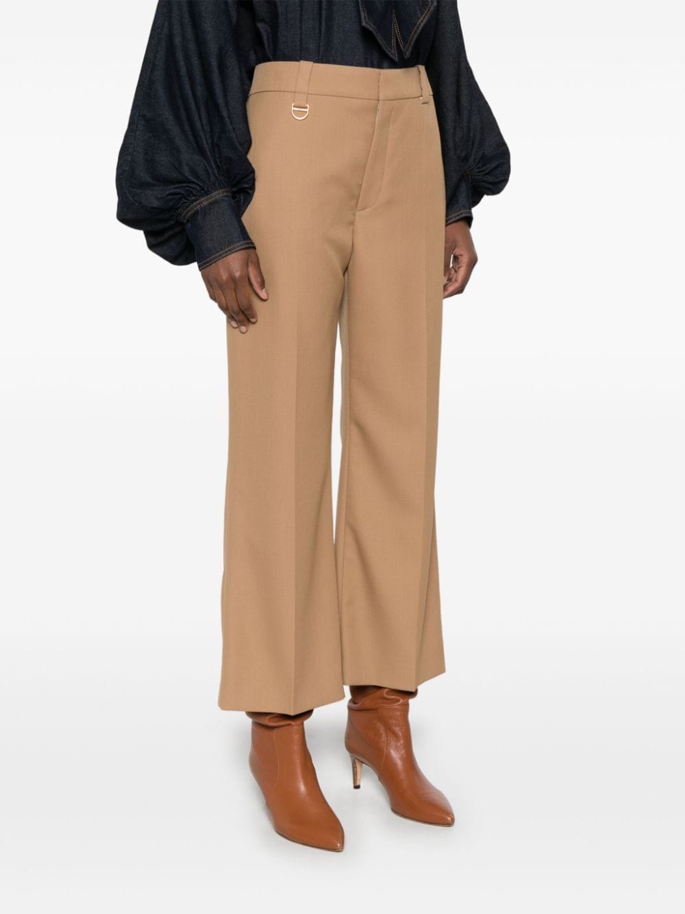 Shop Chloé Cropped Trousers In Brown