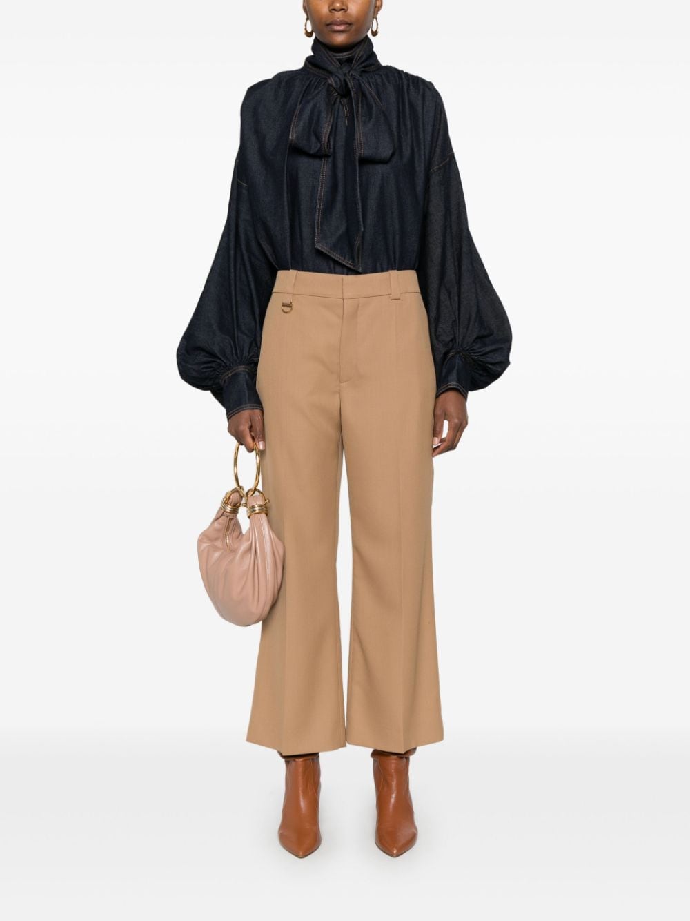 Shop Chloé Cropped Trousers In Brown