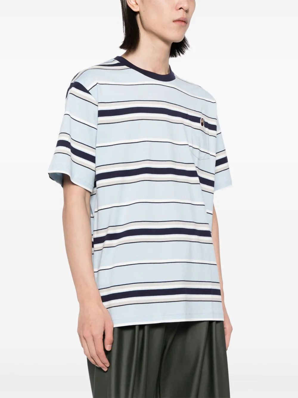 A BATHING APE Gestreept T-shirt Blauw