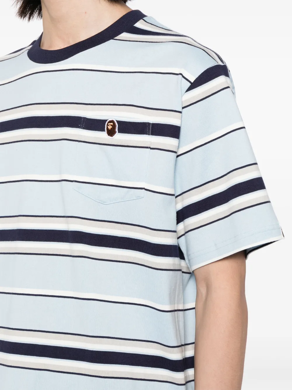 A BATHING APE Gestreept T-shirt Blauw