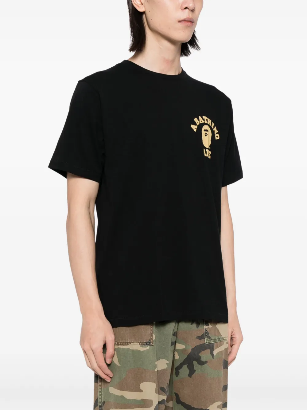 A Bathing Ape Logo-printed Cotton T-shirt In Black