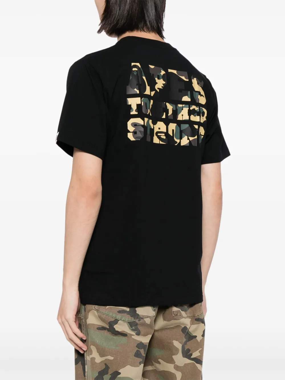 A Bathing Ape Logo-printed Cotton T-shirt In Black